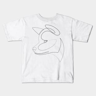 Akita Inu - one line dog Kids T-Shirt